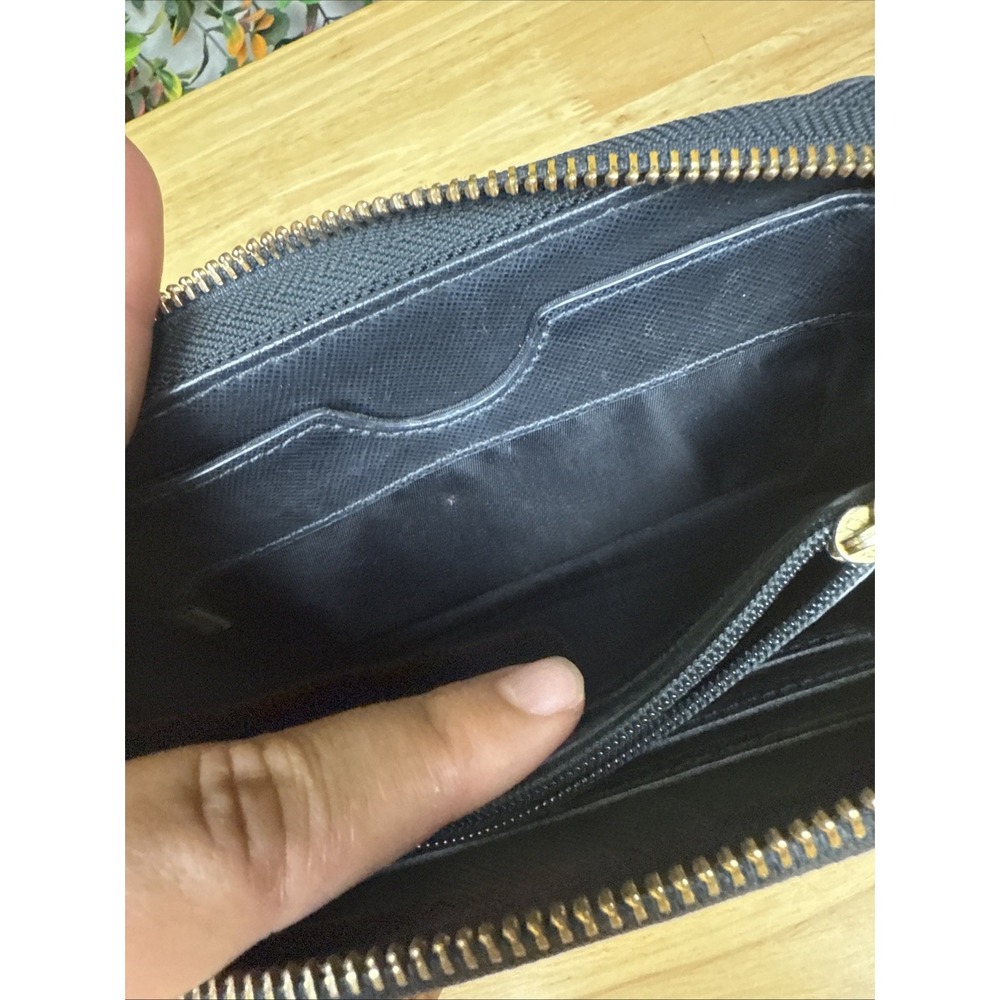 TORY BURCH Leather Robinson Continental‎ Zip Around Wallet in Luggage Black - Picture 7 of 7
